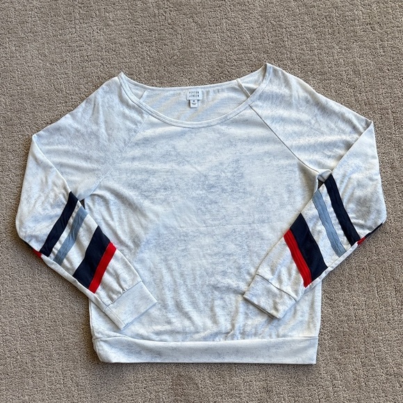 peyton jensen Tops - Peyton Jensen Striped Sleeve Sweatshirt